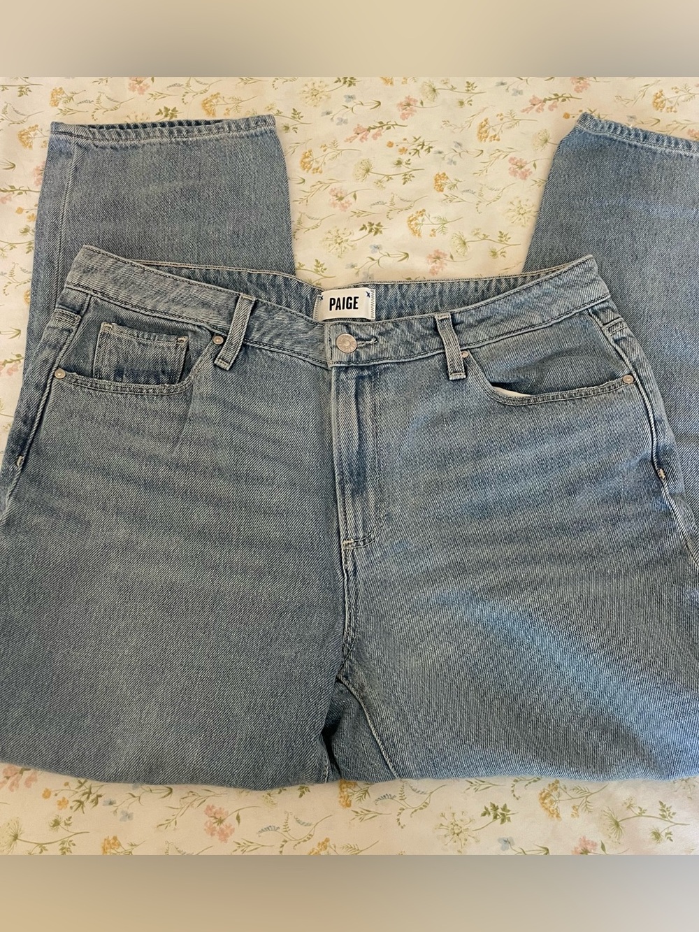 PAIGE Light Wash Straight Jeans